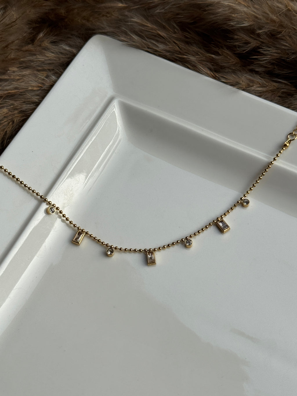 RECTANGLE WHITE STONE BRACELET