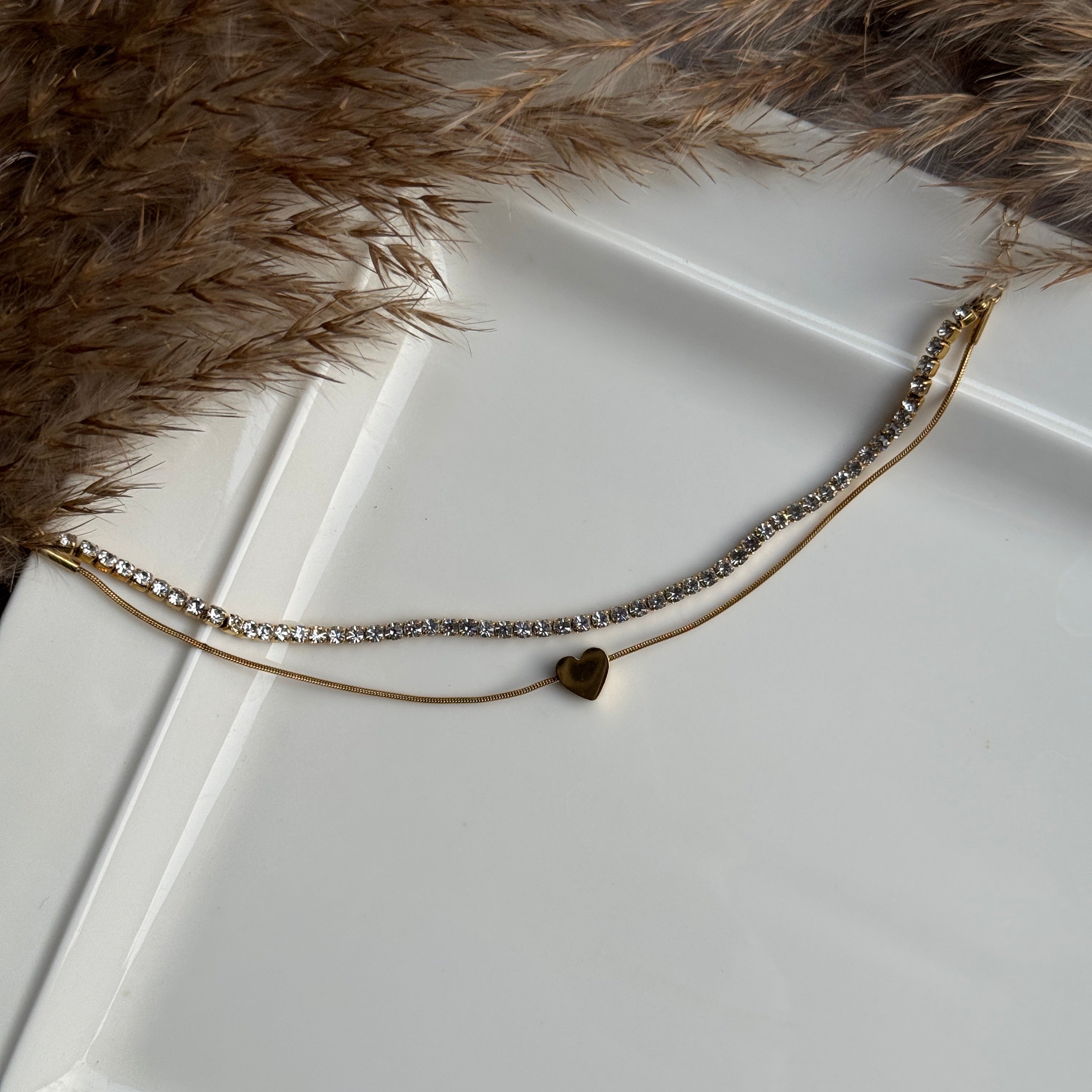 LAYERED HEART TENNIS BRACELET