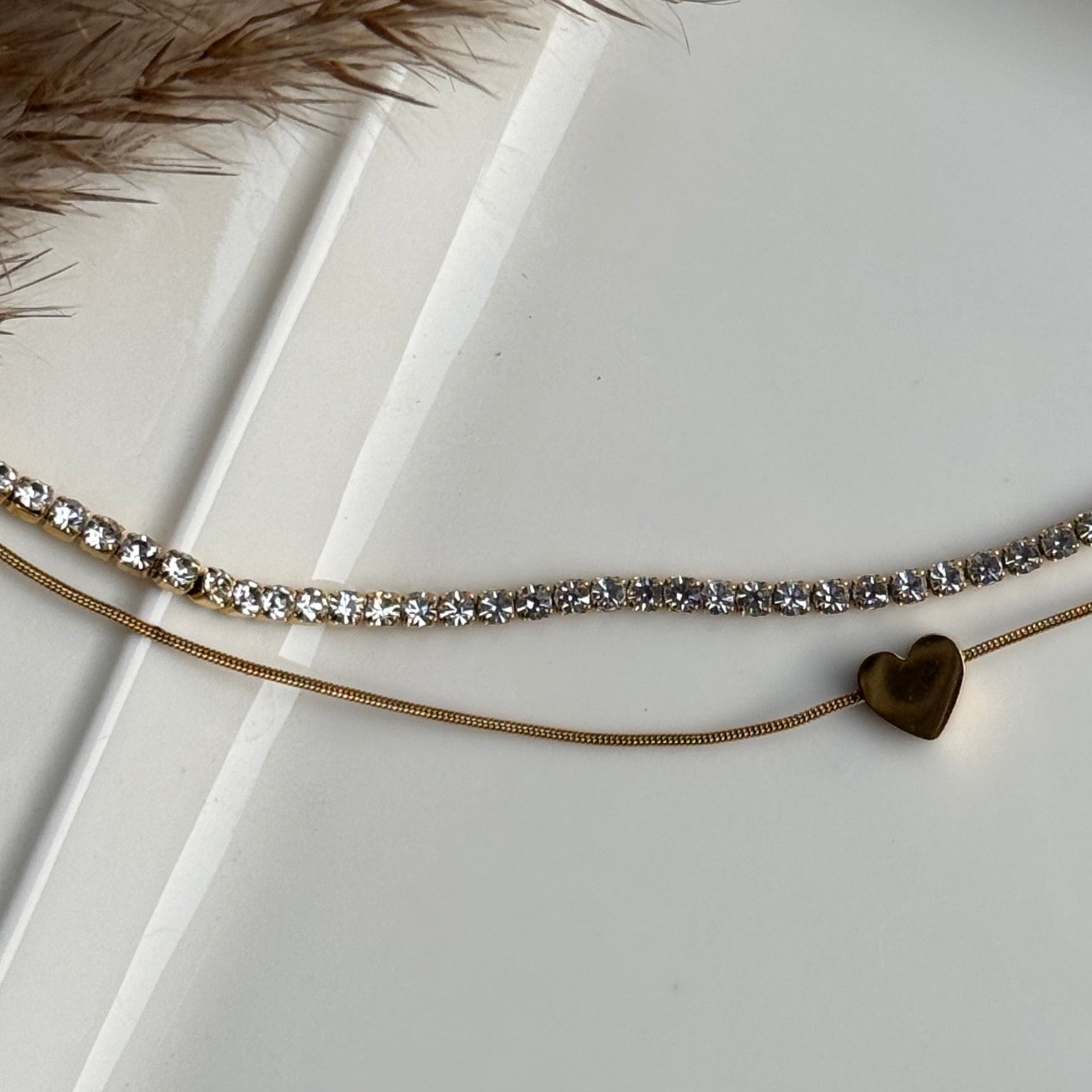 LAYERED HEART TENNIS BRACELET