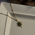 SUNBURST GREEN PENDANT NECKLACE