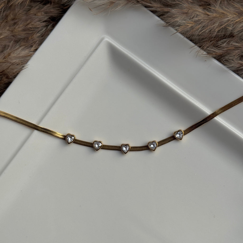 HEART STONE SNAKE CHAIN BRACELET
