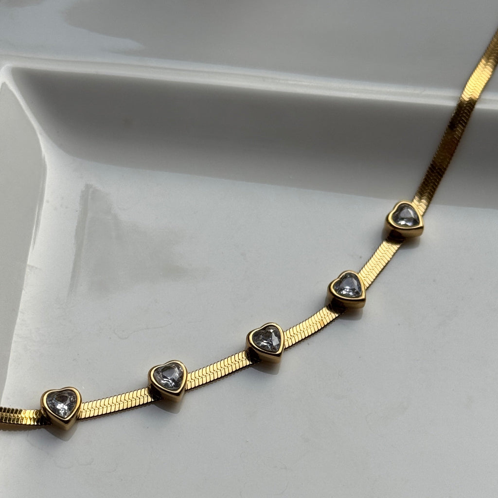 HEART STONE SNAKE CHAIN BRACELET